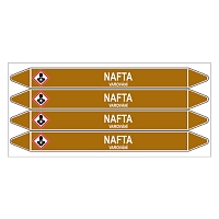 Značení potrubí, nafta,4 ks, 250 × 26 mm